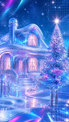 Cyber Y2K Aesthetic Christmas card example