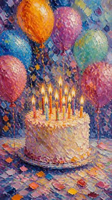 Impressionist Landscape Art Style birthday card example