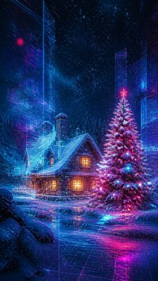 Augmented Reality Contemporary Art Style Christmas card example