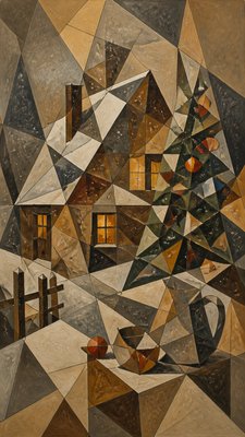 Cubist Still Life Art Style Christmas card example