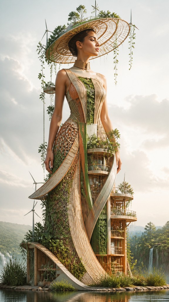 full-length portrait of an elegant figure — Sustainable Architecture Art
