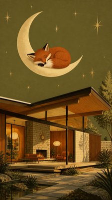 Mid-Century Modern Architecture baby announcement example