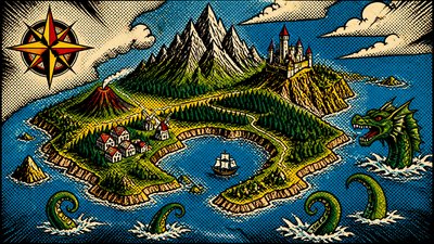 Comic Book Pop Art Style fantasy map example