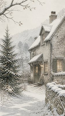 Slice of Life Manga Art Style Christmas card example