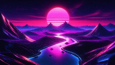 Synthwave Aesthetic desktop wallpaper example