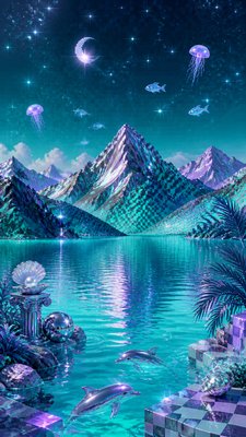 Seapunk Aesthetic phone wallpaper example