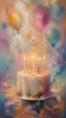 Lyrical Abstraction Art Style birthday card example