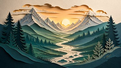Paper Cut Art Style desktop wallpaper example