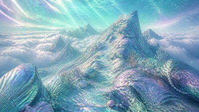 a wide alpine ridge above a sea of clouds, no people — Mermaidcore Aesthetic wallpaper