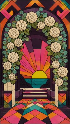 Retro Geometric Art wedding invitation example