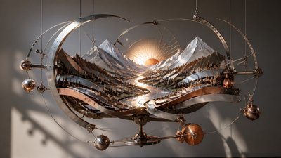 Kinetic Sculpture Art Style desktop wallpaper example