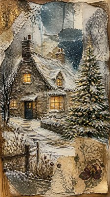 Mixed Media Portrait Style Christmas card example