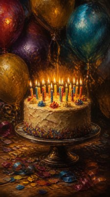 Oil Painting Art Style birthday card example