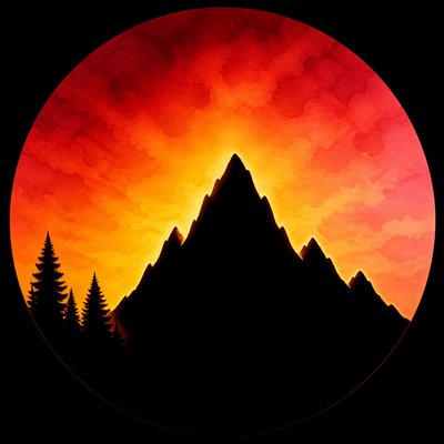 Sunset Silhouette Art Style logo concept example