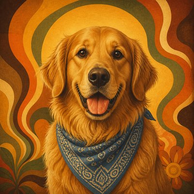 70s Retro Aesthetic pet portrait example