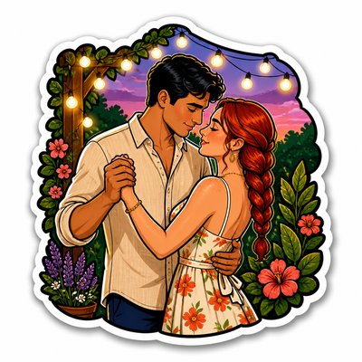 Die-Cut Sticker Design couple portrait example