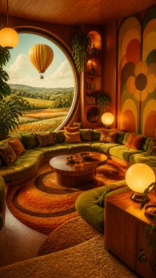 Retro 70s Interior Design greeting card example