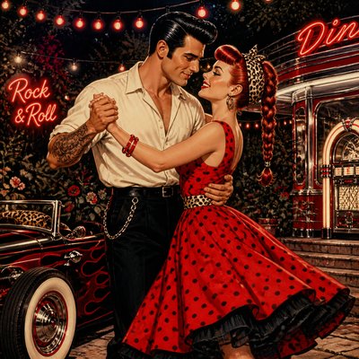 Rockabilly Aesthetic couple portrait example