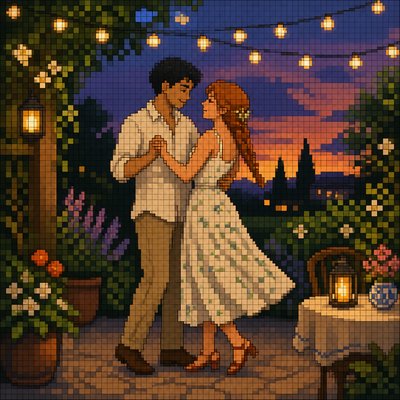 Pixel Digital Art Style couple portrait example