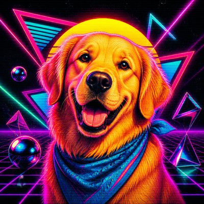 80s Retro Aesthetic pet portrait example