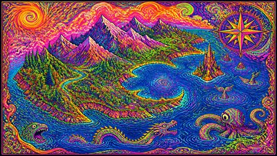 Psychedelic Art Style fantasy map example