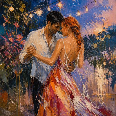Abstract Expressionist Modern Art Style couple portrait example