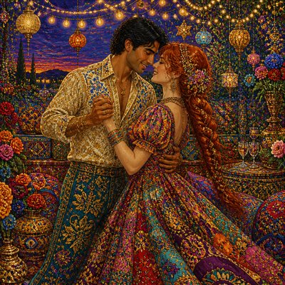 Maximalism Art Style couple portrait example