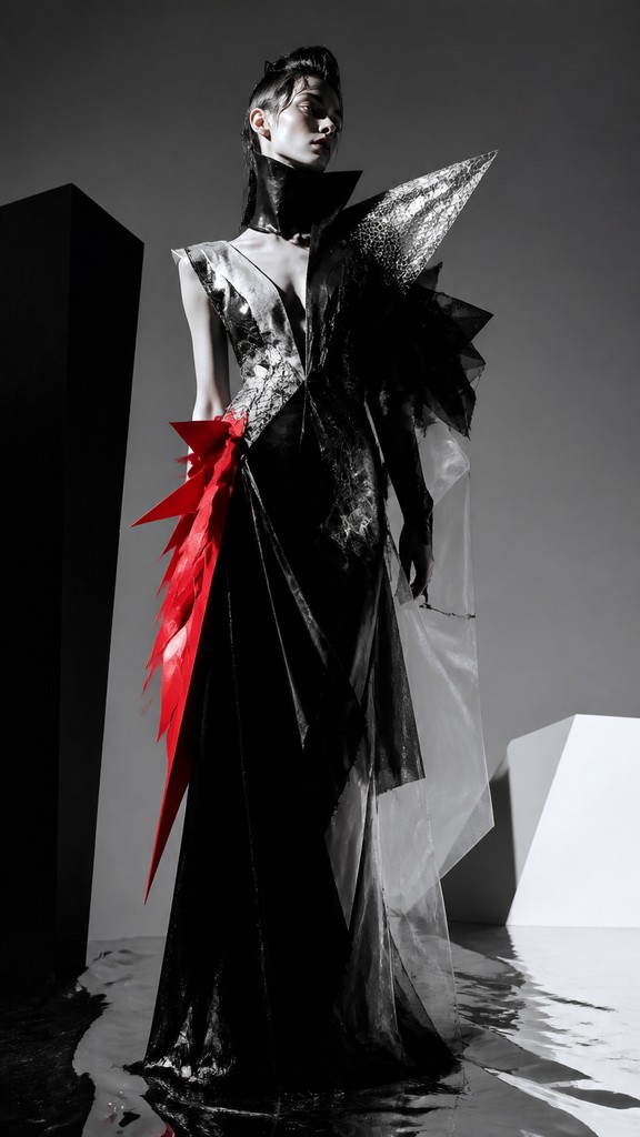 full-length portrait of an elegant figure — Avant-Garde Fashion Design