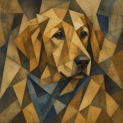 Cubism Art Style pet portrait example