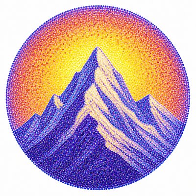 Pointillist Impressionism Art Style logo concept example
