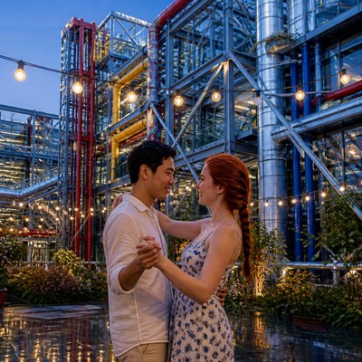 High-Tech Architecture couple portrait example