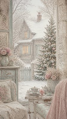 Shabby Chic Interior Design Christmas card example
