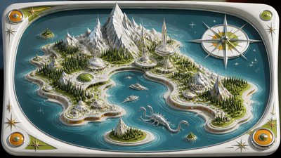 Space Age Aesthetic fantasy map example