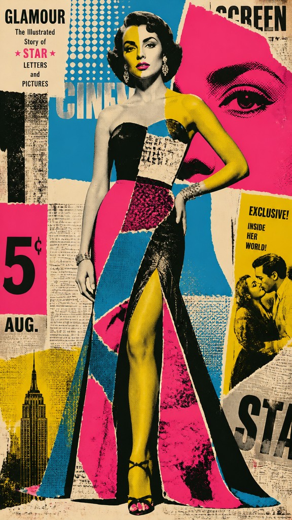 full-length portrait of an elegant figure — Collage Pop Art Style