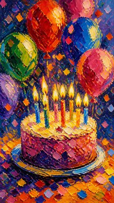 Fauvist Impressionism Art Style birthday card example