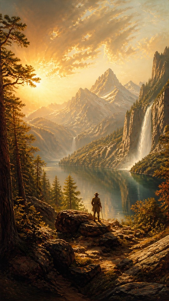 full-length portrait of an elegant figure — Hudson River School Art Style