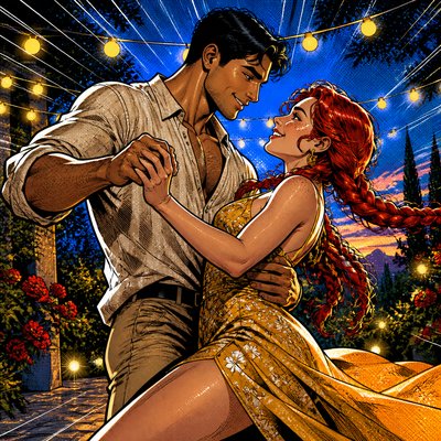 Superhero Comic Art couple portrait example