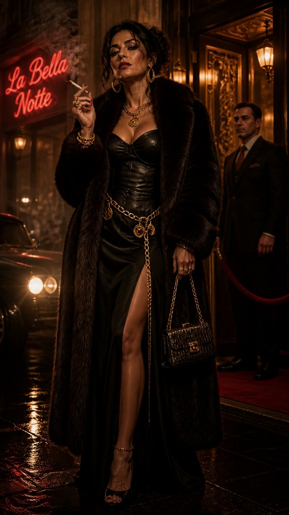 full-length portrait of an elegant figure — Mob Wife Aesthetic