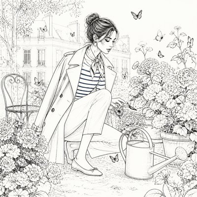 Parisian Chic Fashion Style coloring page example
