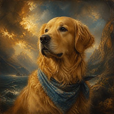 Romantic Landscape Art Style pet portrait example