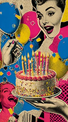 Collage Pop Art Style birthday card example