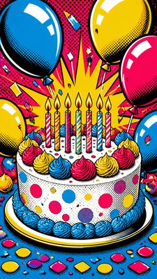Advertisement Pop Art Style birthday card example