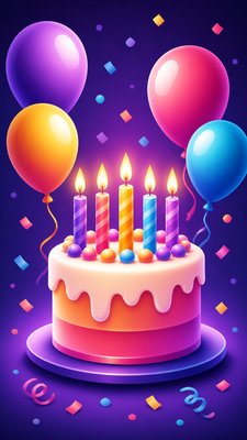 Gradient Icon Design birthday card example