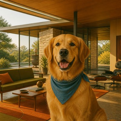 Mid-Century Modern Architecture pet portrait example