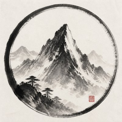 Traditional Chinese Landscape Art Style logo concept example