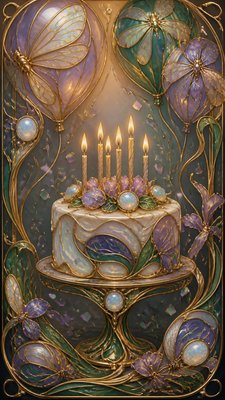 Art Nouveau Jewelry Design birthday card example