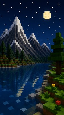 Blocky Art Style phone wallpaper example