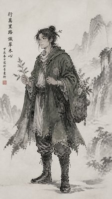 Traditional Chinese Landscape Art Style character design example