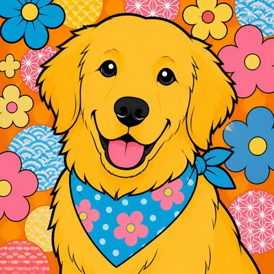 Superflat Art Style pet portrait example