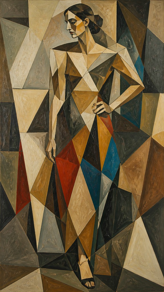 full-length portrait of an elegant figure — Cubist Modern Art Style